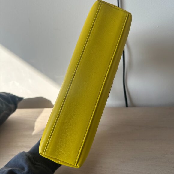 NWT Cult Gaia Nika Crystal Embellished Top Handle Bag In Yellow Leather - Picture 10 of 15